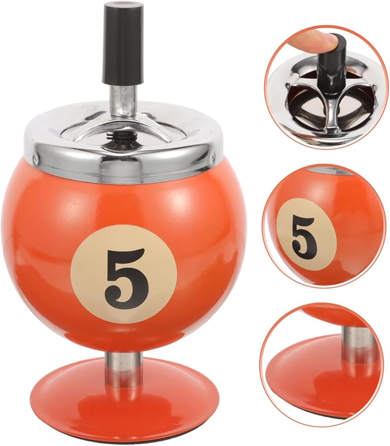 طفاية تلقائية على شكل كرة البلياردو لسلة الرماد حامل الرماد للمكتب والهواء الطلق - Image 5